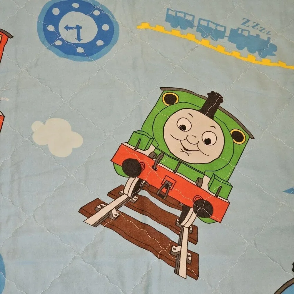 Thomas Train Engine Friends Blue Crib Toddler Comforter‎ Blanket Blue 2004 40x58